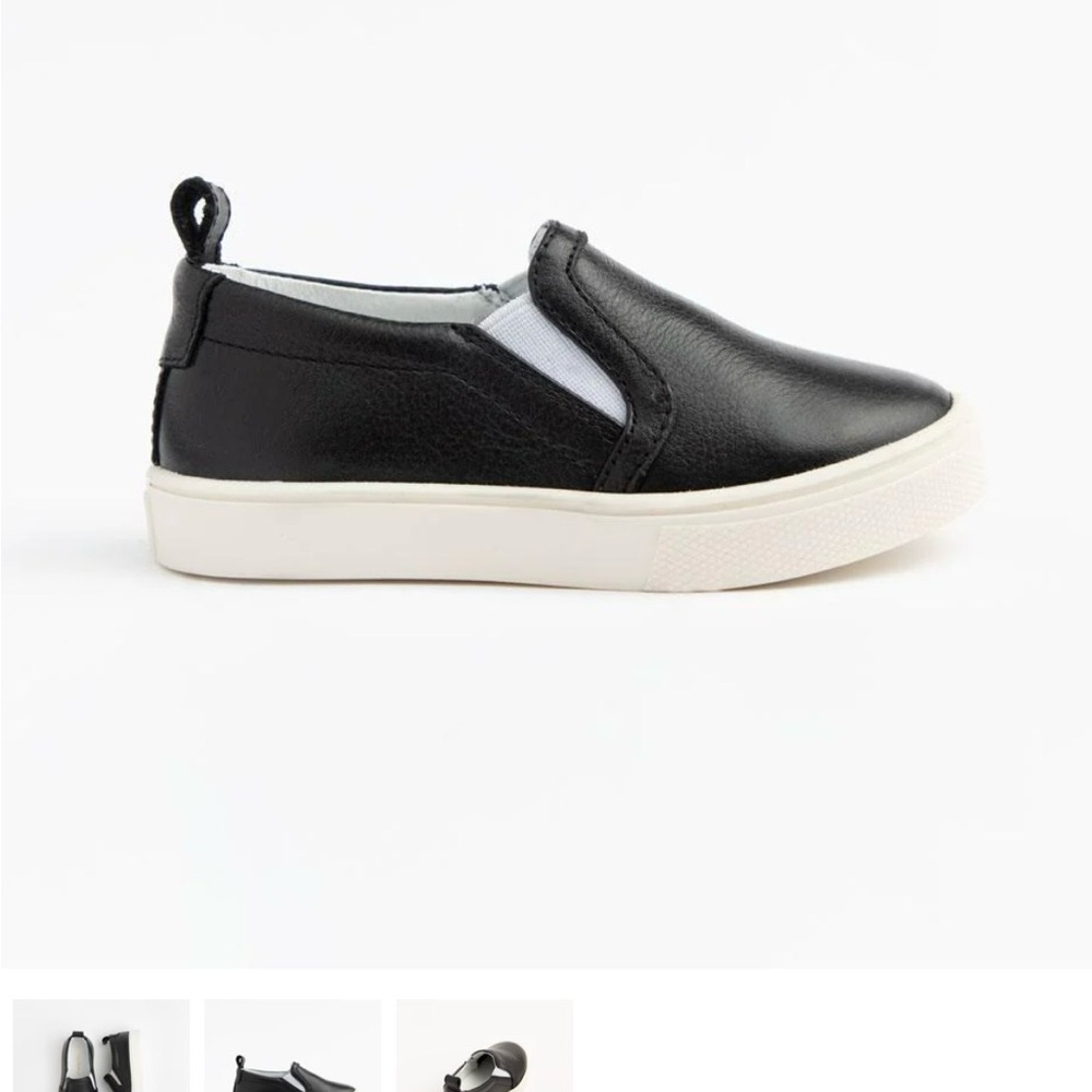 Freshly Picked Black and White Kids Leather Sneakers